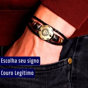 Pulseira de Signos do Zodíaco de Couro Legítimo - Clube Boss